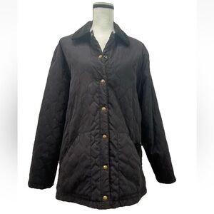 Woolrich Womens Chore Utility Jacket Soft Black Button Up Coat Corduroy sz Large